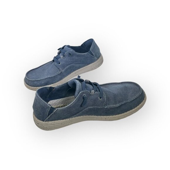 SKECHERS Men's Size 10.5 Melson Volgo Slip-On Loafer Blue Gray Canvas Shoe - Picture 2 of 7